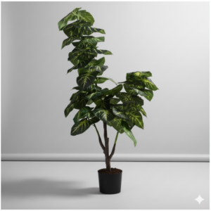 Artificial Variegated Indoor Plant with Pot – Realistic Faux Decorative Plant for Home & Office Décor