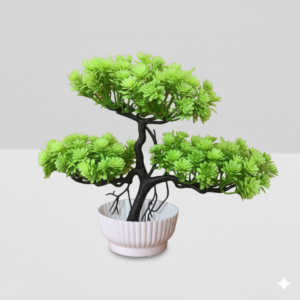 Premium Artificial Green Plant with White Pot – Realistic Decorative Indoor Tabletop Plant