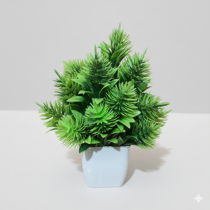 Artificial Green Succulent Plant in White Decorative Pot – Realistic Faux Tabletop Plant for Home & Office Décor